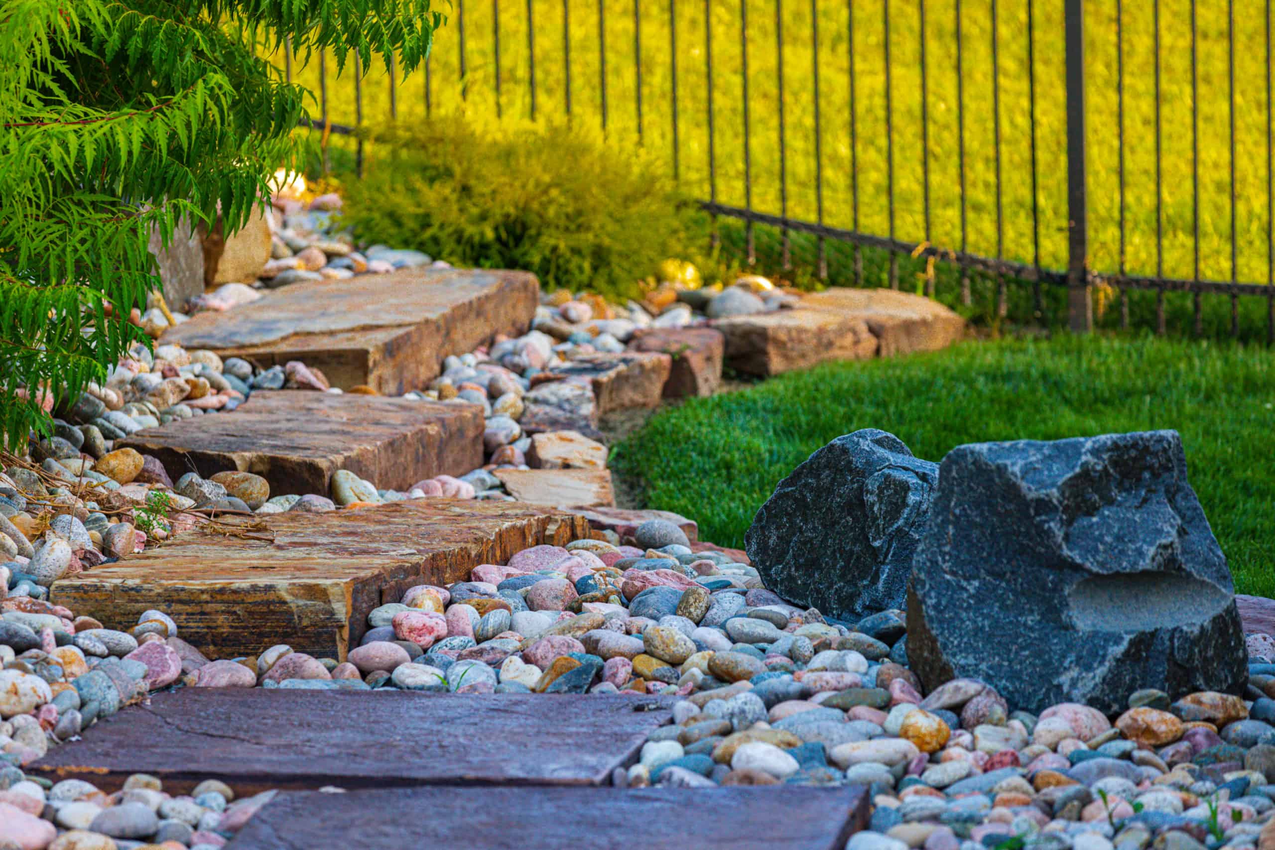 rainbow gravel in outdoor design