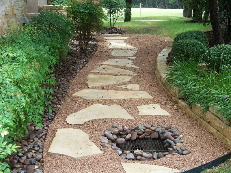 landscaping with rocks yarddoc austin tx walkway drainage edging around trees