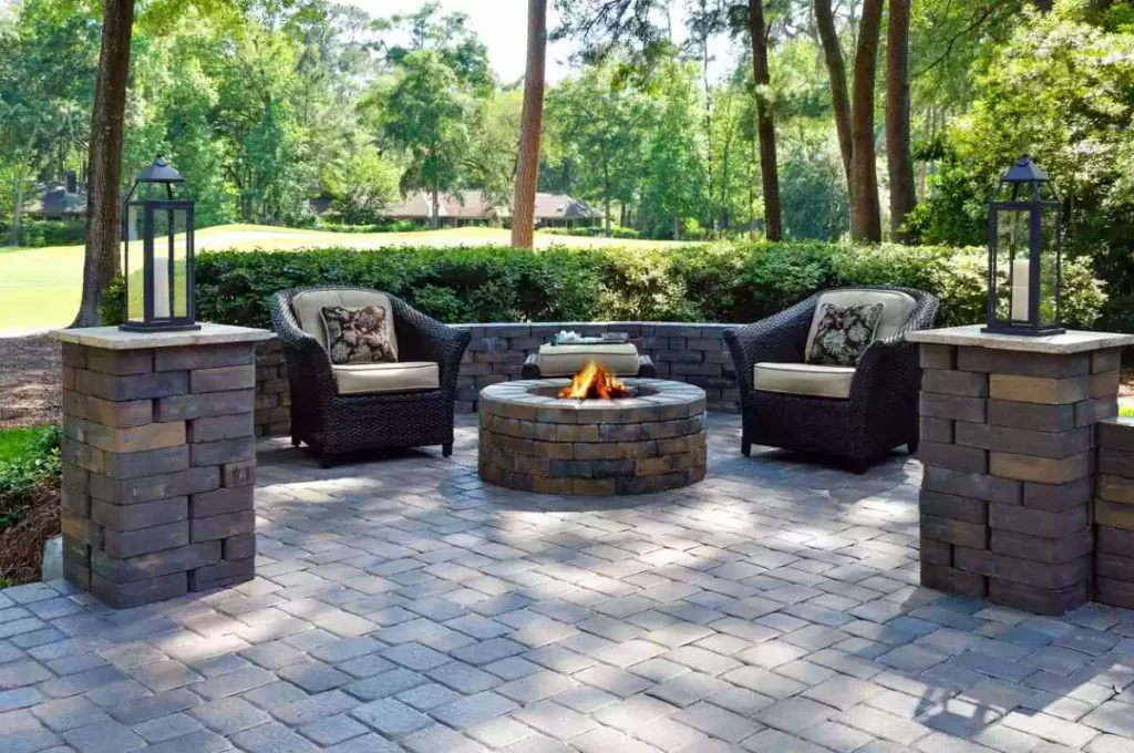 natural stone hardscaping backyard