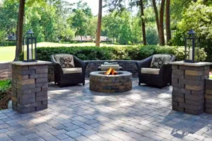 natural stone hardscaping backyard